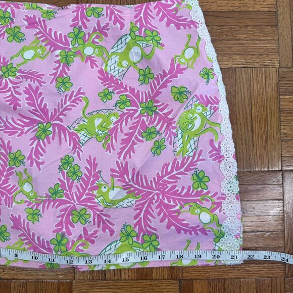Lilly Pulitzer Pink + Lime green Shorts Skirt cotton monkey skirt sz 8 - Picture 13 of 16